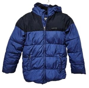 Lands' End Kids Blue and Navy Fleece Lined Puffer Coat size Large 10-12